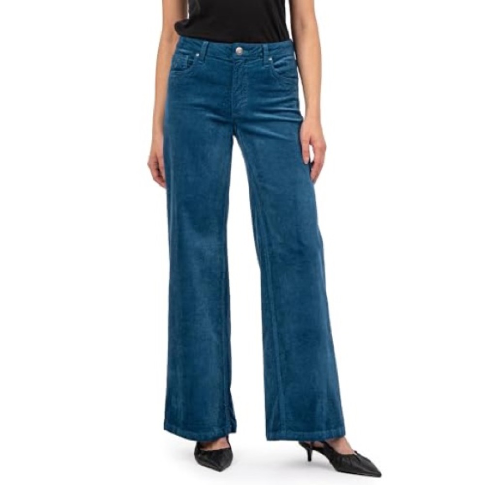 NWT KUT FROM THE KLOTH X Nordstrom high rise wide leg jean in teal blue 16